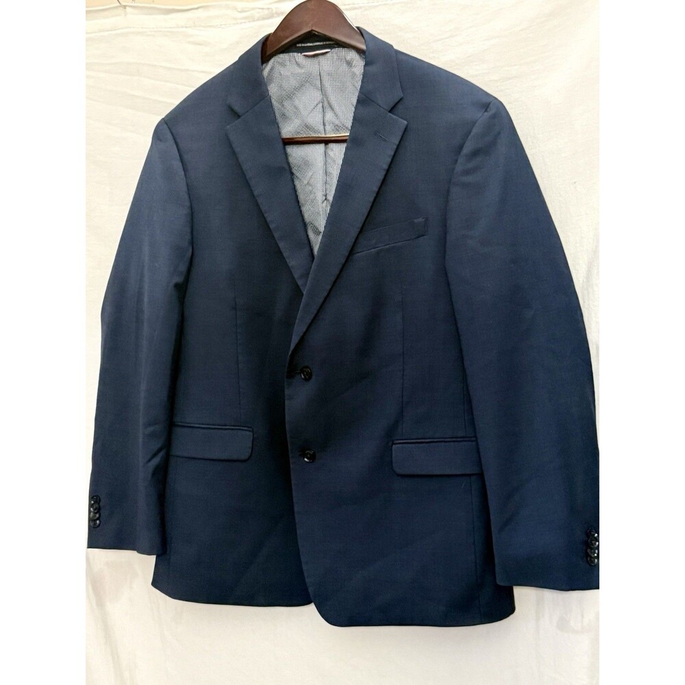 Tommy Hilfiger Navy Wool Blend Blazer 44R Stretch Suit Jacket Men EUC Preppy - Picture 15 of 16